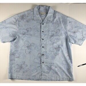 Quicksilver Edition Mens Hawaiian Aloha Button Up Shirt 2XL Blue Hibiscus